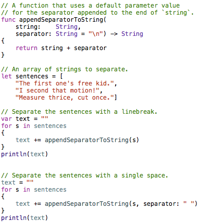 Using a default parameter value
